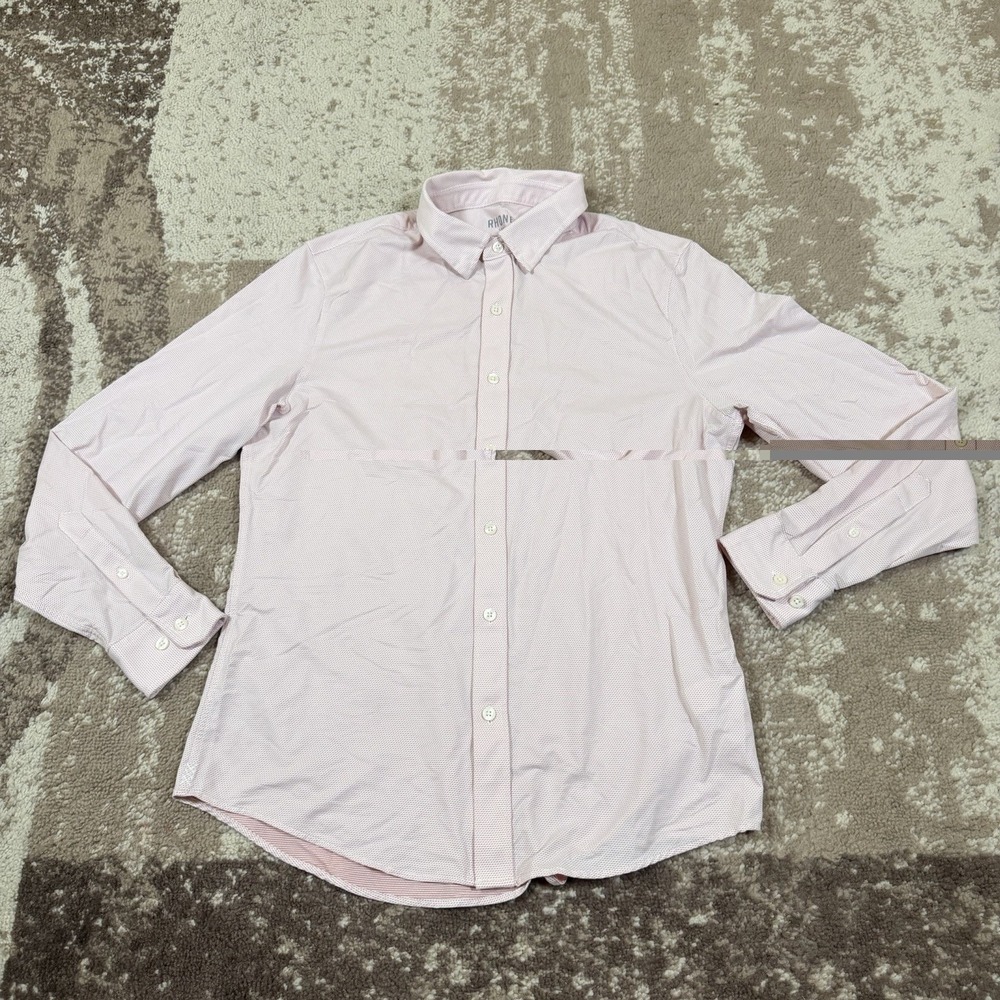 Rhone Commuter Shirt Slim Fit Pink Performance Mens Medium Stretch Long Sleeve